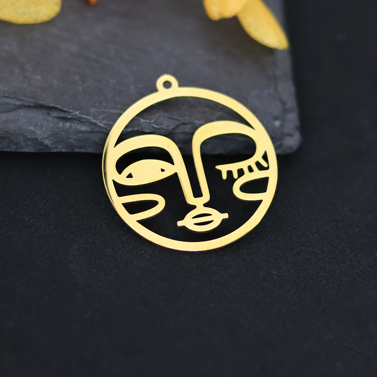 3pcs Abstraction Artistic Face Open and Close Eyes Stainless Steel Pendant Jewelry Making Necklace Earrings Women diy Materials