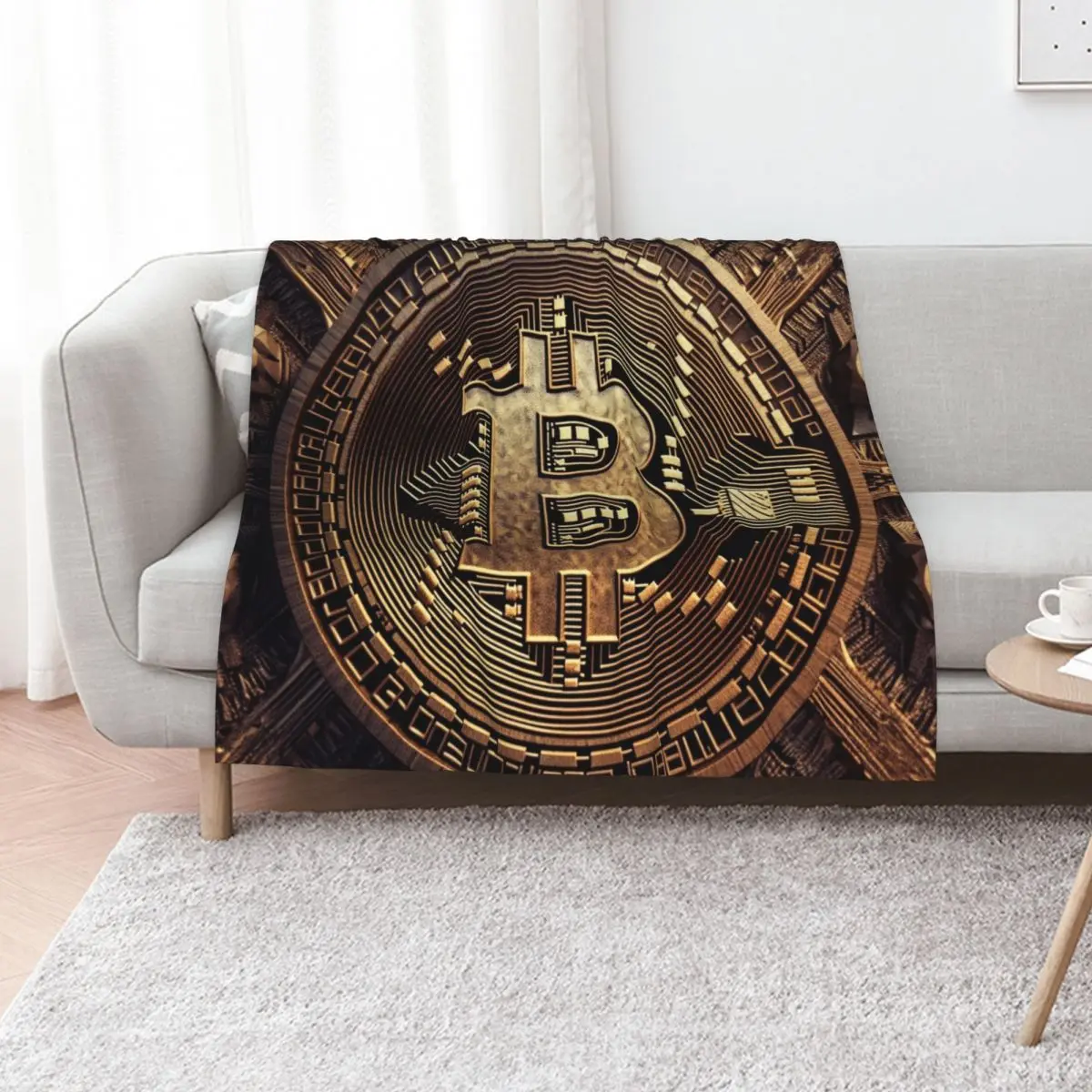 Crypto Elegance: The Bitcoin Design Throw Blanket Furry Bed warm winter Sofa Quilt Blankets