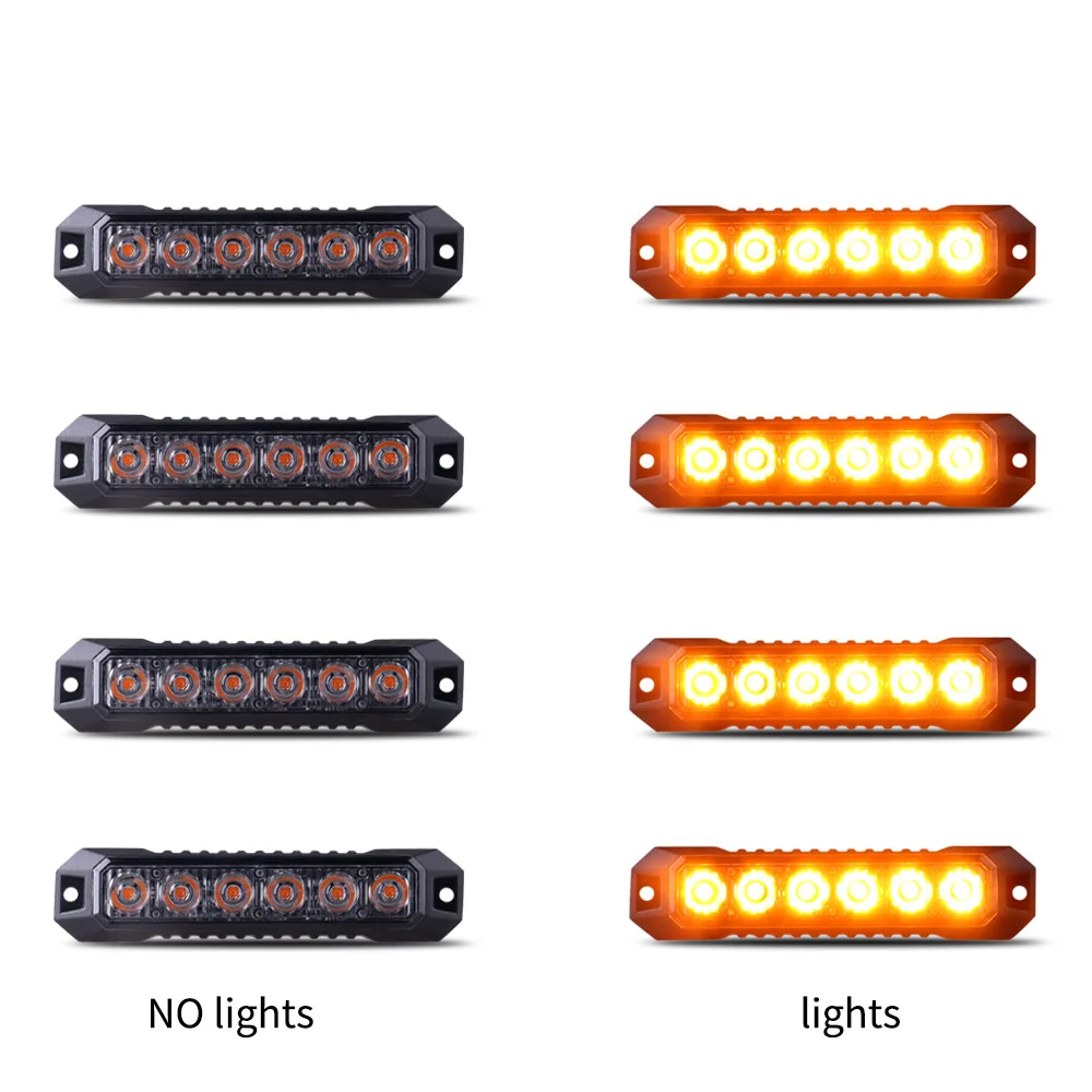 

12V/24V 4PCS LED Grille Light Car Truck Flashing Warning Light Strobe Light Emergency Light Hazard Led Waterproof Beacon
