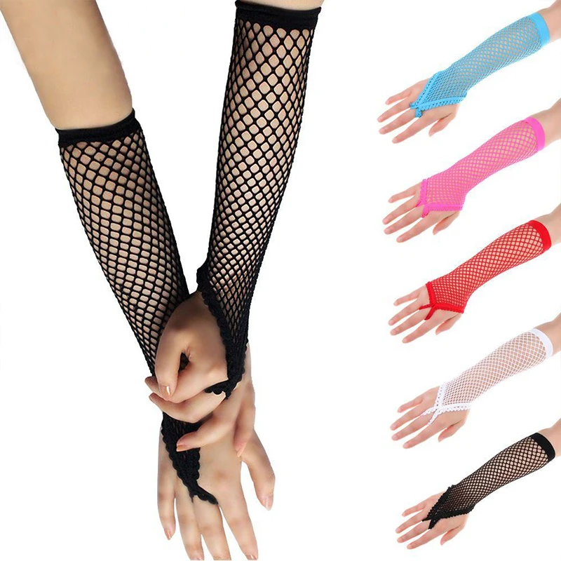 

Sexy Elastic Mesh Gloves Colorful Sparkling Diamond Fishing Net Women S Gloves