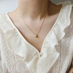 18k Gold Plated Stainless Steel Scalloped Shell Pendant Necklaces for Women Waterproof Charms Snake Chain Collar Gift