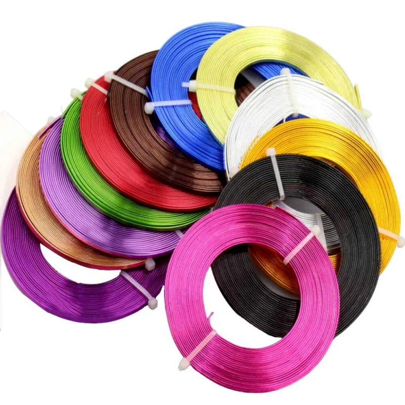 1-2Rolls Mixed Color 5mm Wide Silver Flat Jewelry Craft Wire  8 Vibrant Colors Aluminum Wire for Bezel Sculpting Jewelry Making