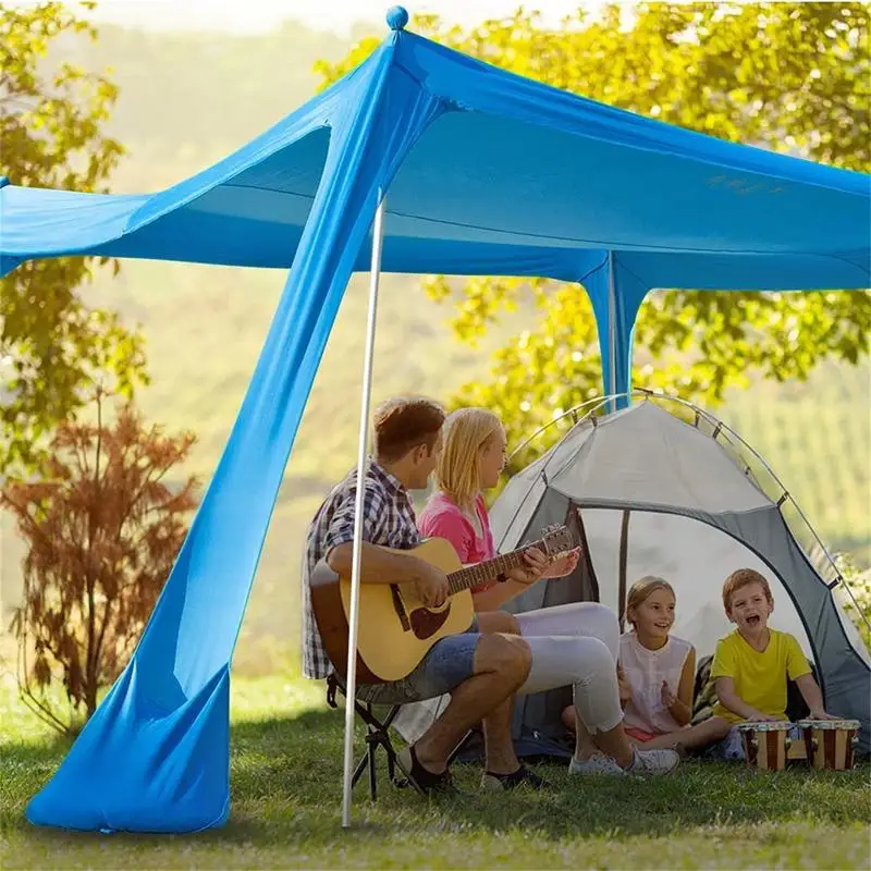 Outdoor Beach Tent Sun Shelter Camping Shades Tents Windproof One-piece Beach Canopy Tents Portable Family Tent For Beach