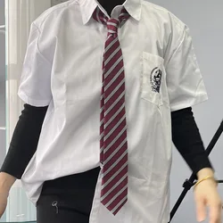 JK Polyester Herren Krawatten Striped Navy Rot Kaffee DK College Krawatten Uniform Mädchen Krawatte 7CM Cravate Frauen Trendy Zubehör