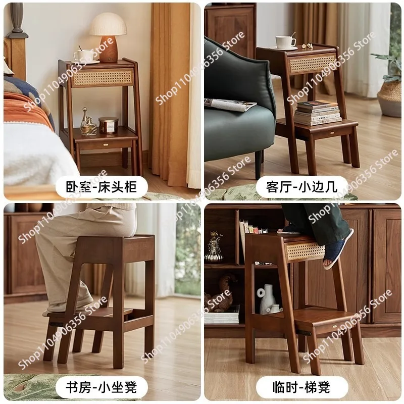 Solid wood stool household creative multi-functional shoe stool dual-purpose kitchen living room climbing two-step ladder stool