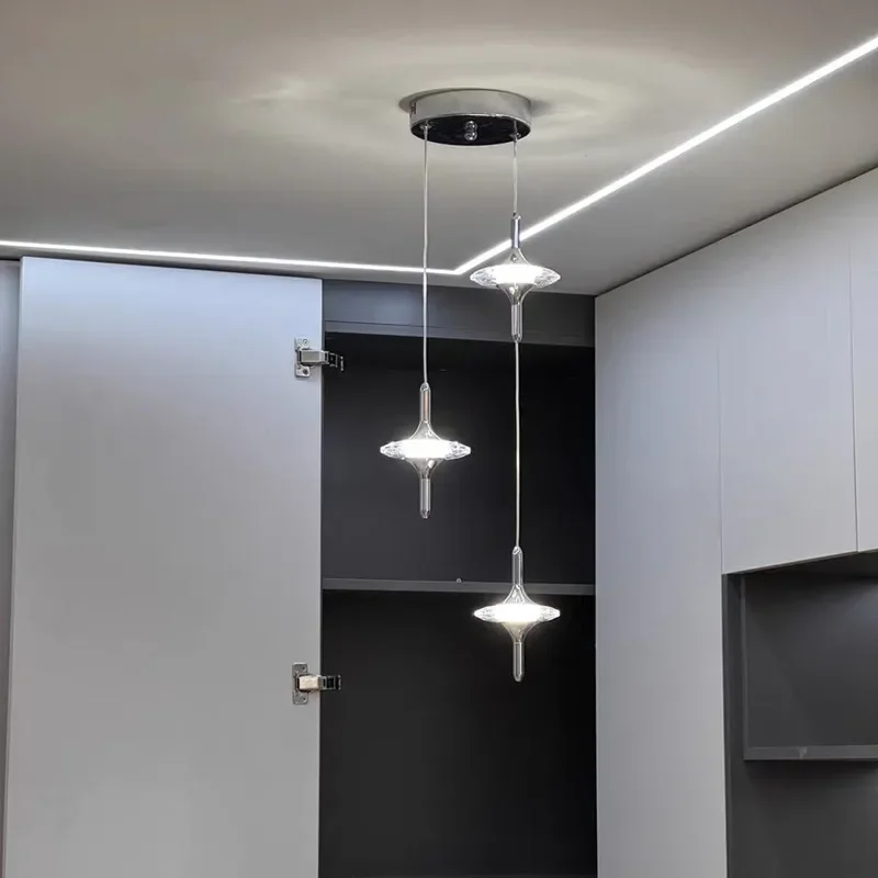 Nordic Pendant Lights Crystal Cross Design Hanging Chandelier  for Living Room Decoration Dining Table Lighting Fixtures