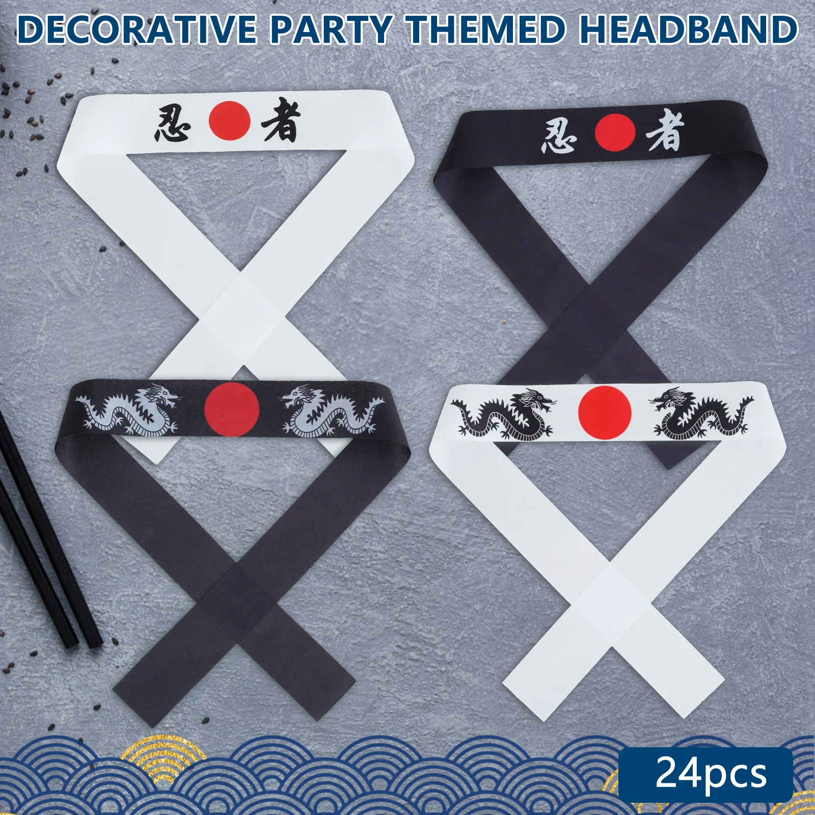 

24Pcs Karate Headband Comfort Sushi Chef Headband Reusable Head Tie Headband Karate Themed Party Decoration Headband Halloween