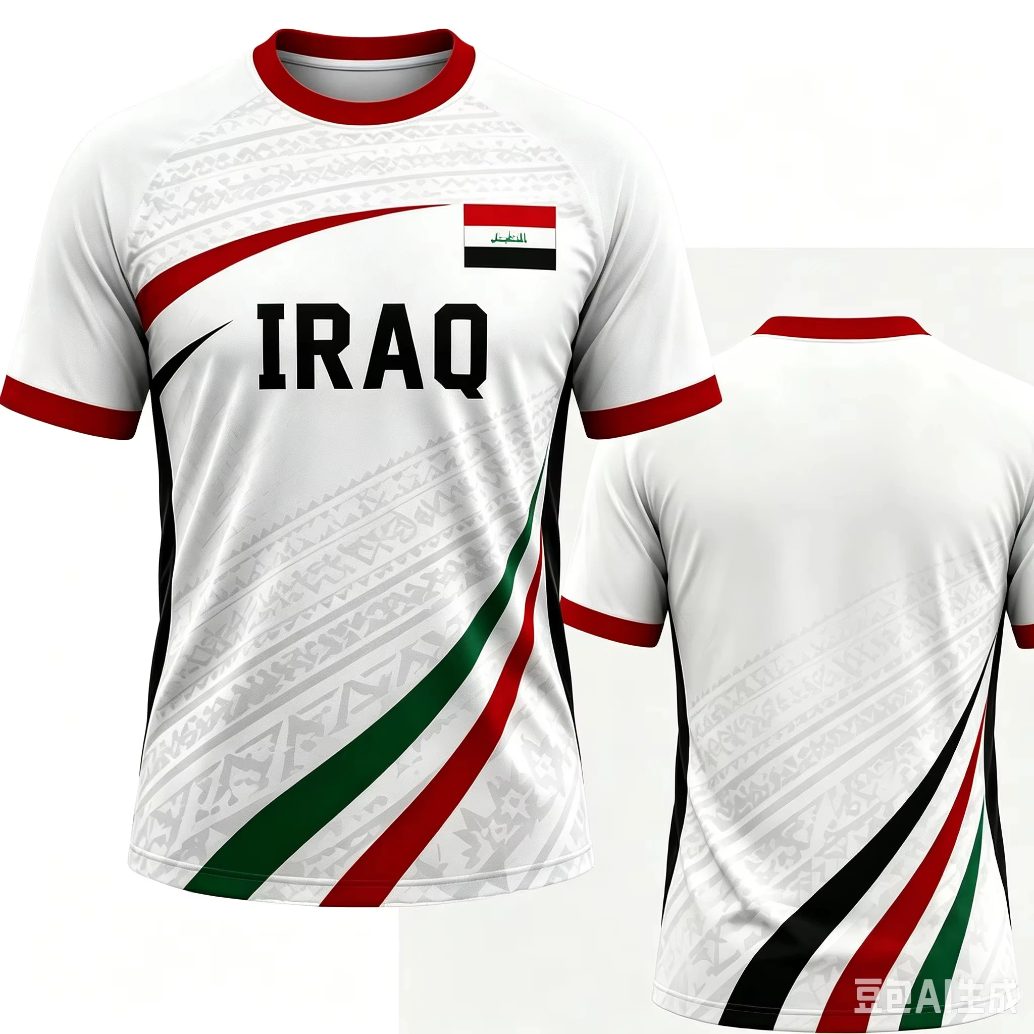 2026 New Summer Iraq Football T-shirt Red Black Green Soccer Jersey Men's Sports Tee Shirt Breathable Women Short Sleeves Top