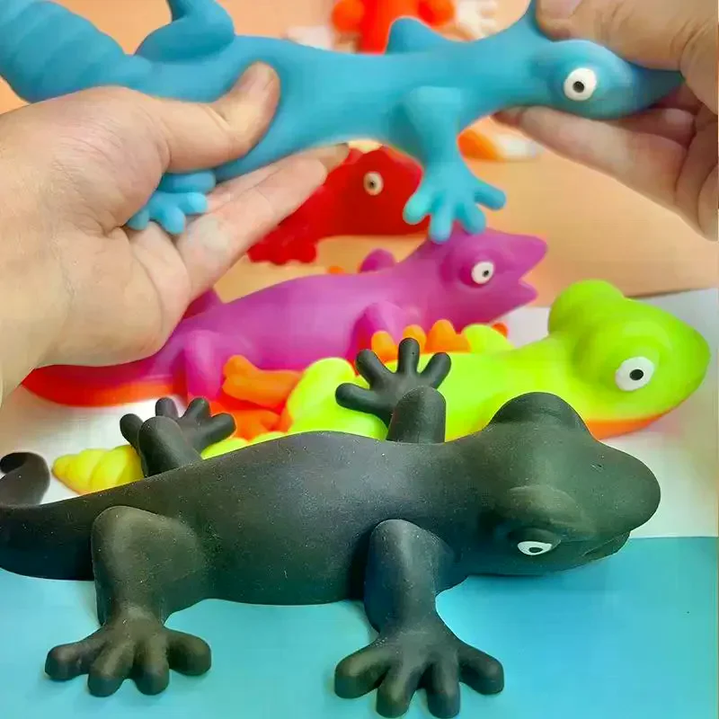 1Pcs Simulation Lizard Colorful  Toys Cartoon TPR Stretchy Lizard Toy Soft Stress Relief Squeeze Fidget Toy For Children