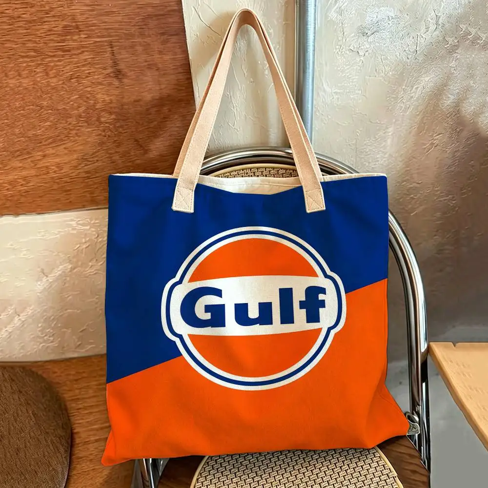 G-Gulf O-Oil Retro Storage Bags Linen Blend Cotton Polyester Double-Sided Shoulder Handbag Reusable Eco-Friendly Tote Bag view 4
