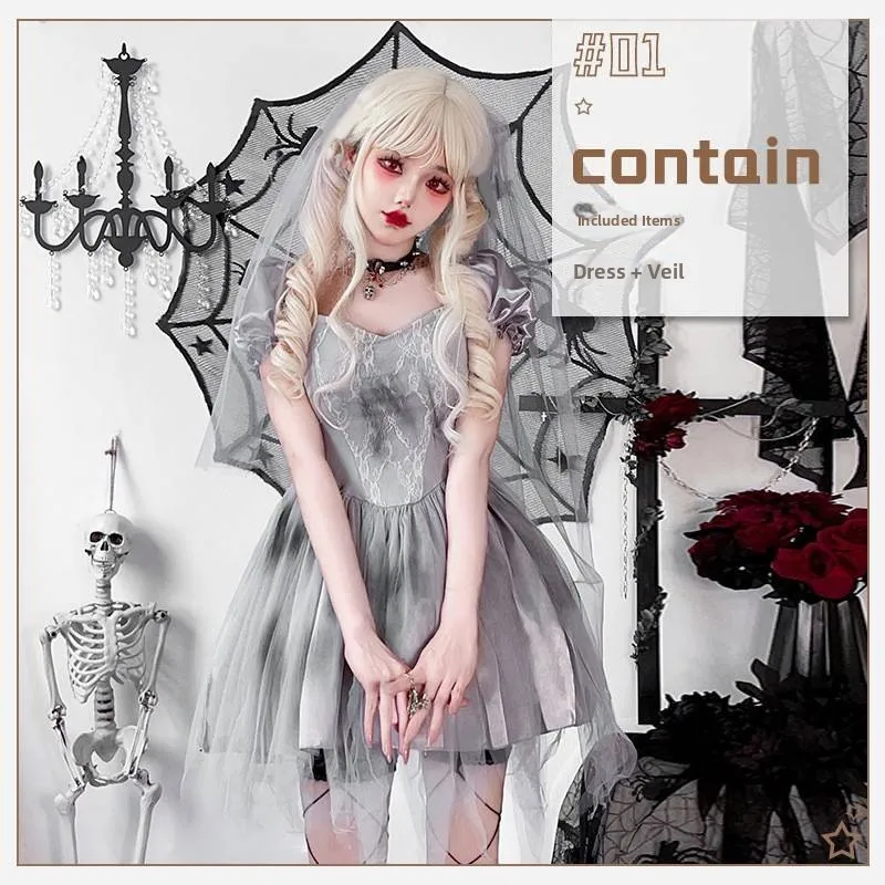 

Готический костюм на Хэллоуин, тема ведьмы, женский наряд, сценический костюм для бара, костюм невесты, женская мода