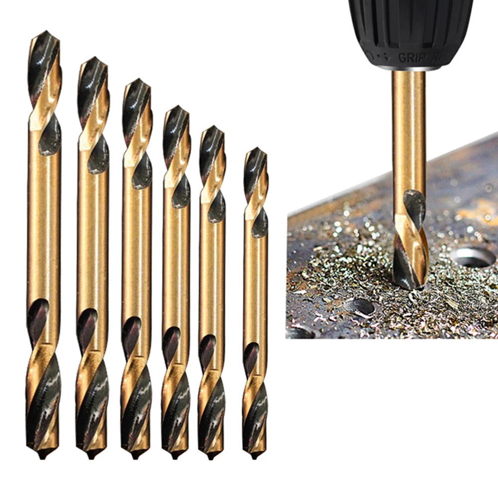 8pcs Double Head Drill Bits Set Straight Shank Drill For Wood Metal Hole Cutting Stainless Steel Drilling Tools For Hand Drill