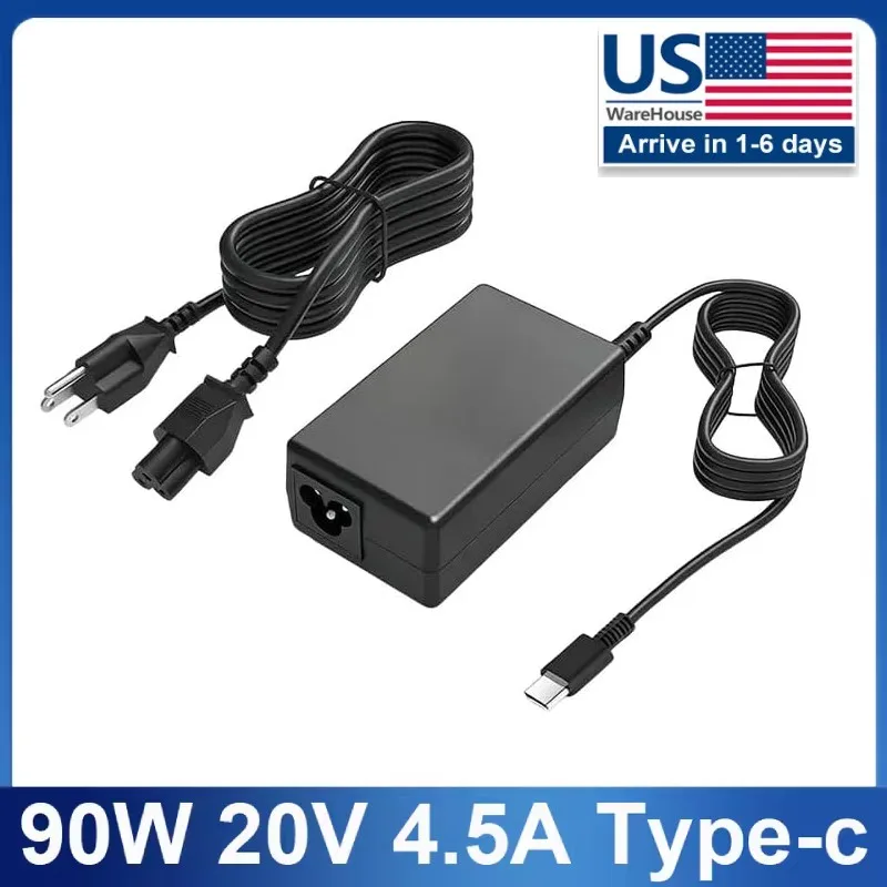 

90W AC Adapter Charger Power USB-C Cord for Dell Chromebook 2In1 Laptop Computer
