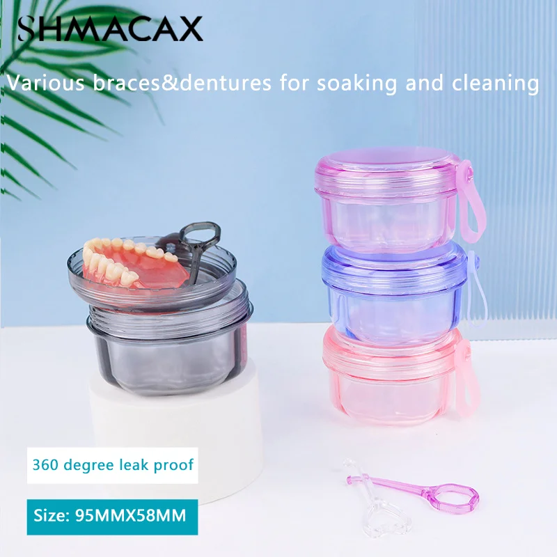 

Orthodontic Retainer Double Layer Braces Storage Box Soaking Invisible Teeth Denture Cleaning Tooth Storage Portable Belt Case