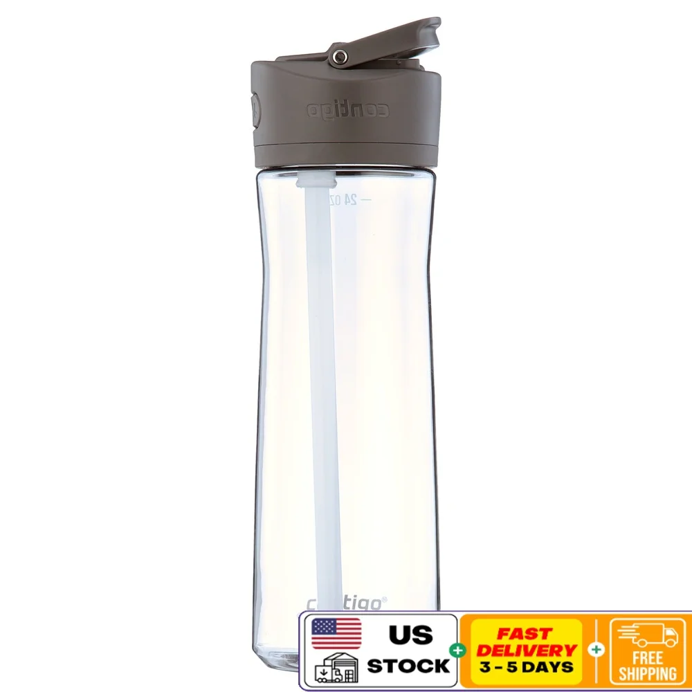

AUTOSPOUT Tritan Water Bottle Leakproof Push Button Straw Integrated Handle Easy Clean Dishwasher Safe Fits Car Cup Holders