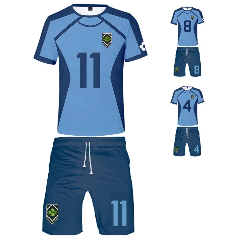 

Anime Blue Lock Isagi Yoichi Cosplay Costume Blue Jersey Football Sportswear Bachira Meguru Costume Men Shirt Shorts Set