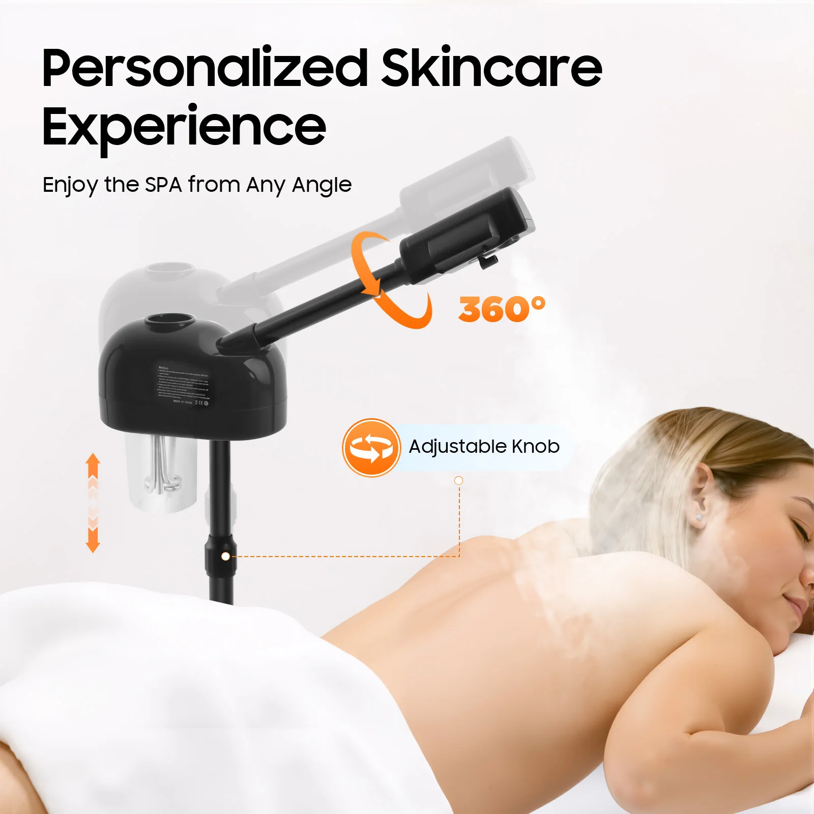 Home Facial Steamer, Standing Hot Mist Beauty Device, Ozone & Negative Ion Steam, Deep Cleansing & Hydration, with Casters Salon