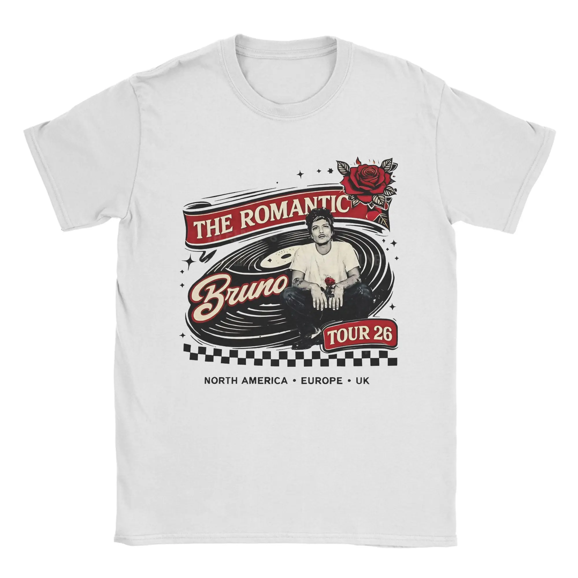 

Men's T-Shirt Bruno Mars The Romantic Tour 2026 Casual Cotton Tee Shirt Short Sleeve T Shirt Round Collar Clothes Gift Idea