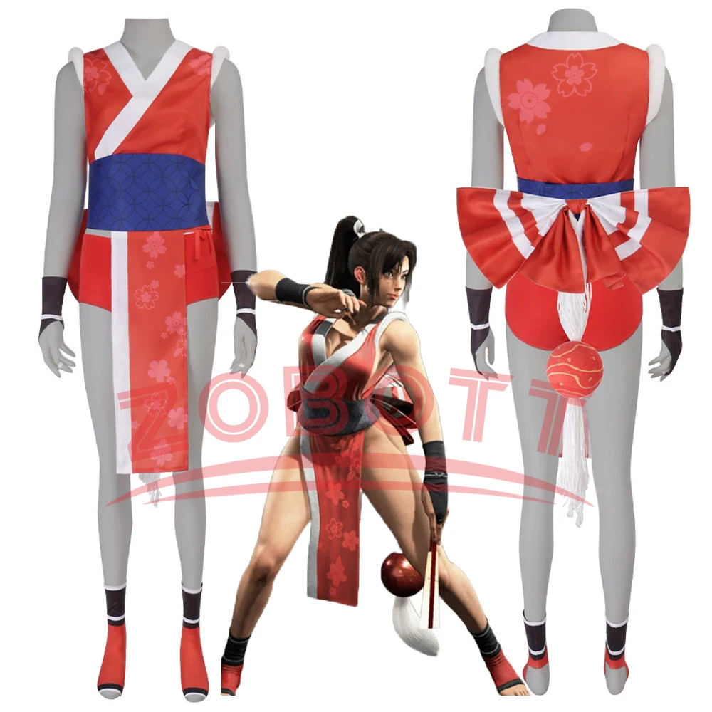 

Mai Shiranui Cosplay Costume Sexy Hot Outfit Halloween Fancy Women Dress Party Mai RolePlay Suit Skirt Headwear Accessories