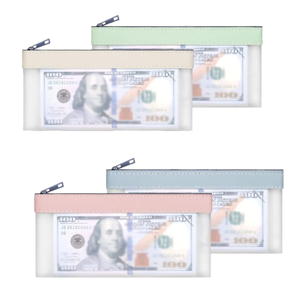 1/4 Pcs Money Pouch, 7.7x3.7 Inch Zippered Money Pouch with Zipper For Cash, Bank Bags, Money Clips, Coins, Bills And Other Cash