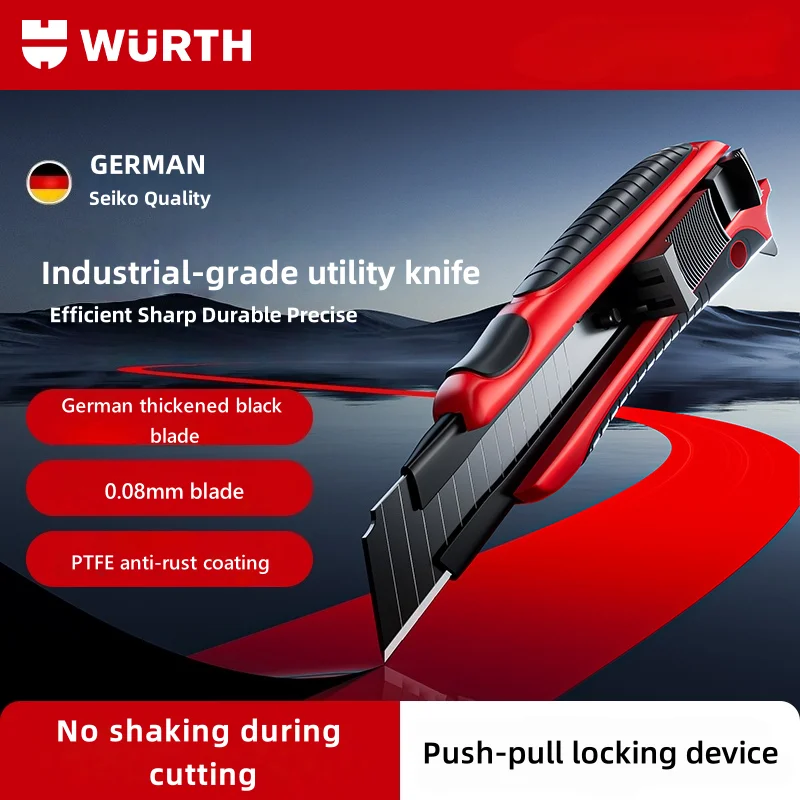 Cuchillo de corte Wurth Original de Alemania, cuchillo de utilidad, cuchillo de acero inoxidable grueso de acero resistente para papel tapiz
