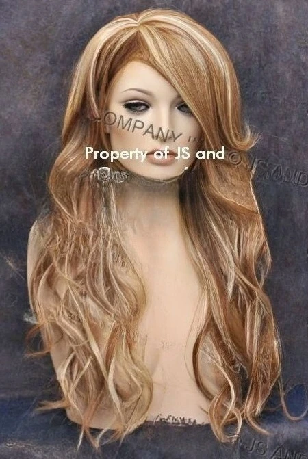 

Длинные свободные волнистые парики HEAT OK Full Hair Blend с челкой Blonde Mix wnta 27/613