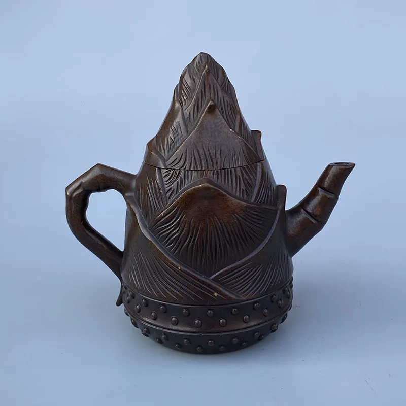 Antique Collection Antique Pure Copper Bamboo Shoots Pot Decoration Old-Fashioned Loop-Handled Teapot Wine Pot Purple Copper Tea