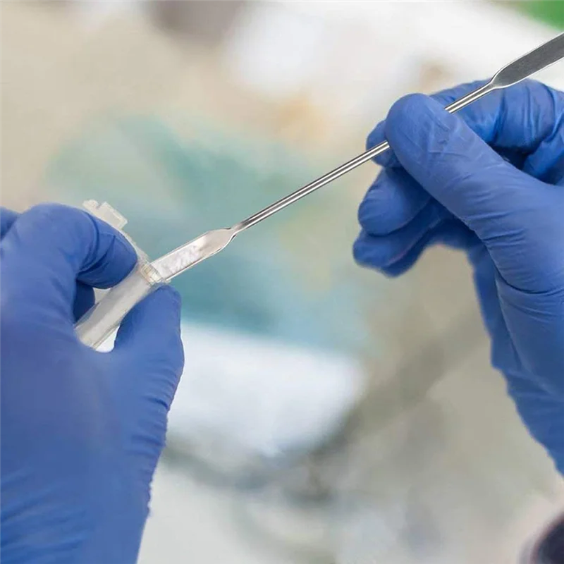 A21Q - 13 szt. Łopatki laboratoryjne ze stali nierdzewnej, mikro-łopatki, łopatki do mieszania odczynników laboratoryjnych, długa łyżka do pobierania próbek