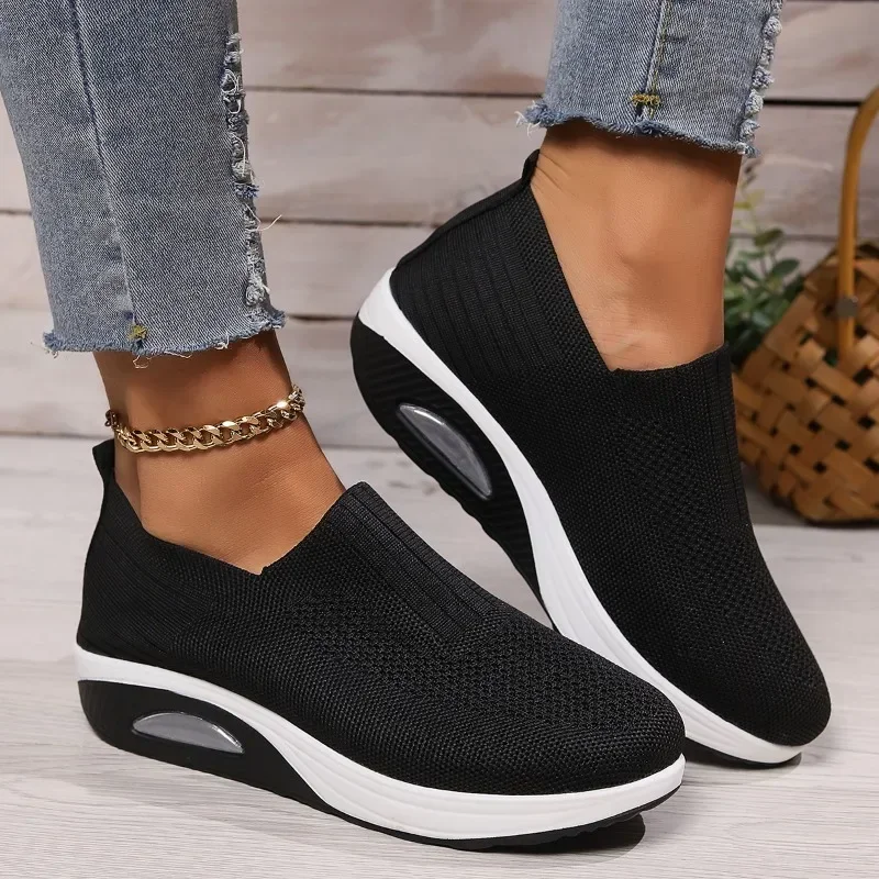 2024 Women's Summer New Fashion Round Toe Shallow Mouth Slip-on Vulcanized Shoes Daily Casual Comfortable Walking Sports Shoes