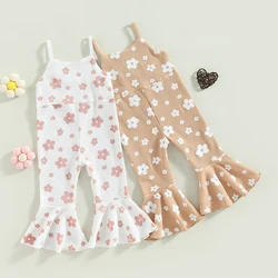 2023-02-13 Lioraitiin 0-5Years Toddler Girls Summer Romper Sling Jumpsuit Sleeveless Suspender Floral Bell-bottom Pants