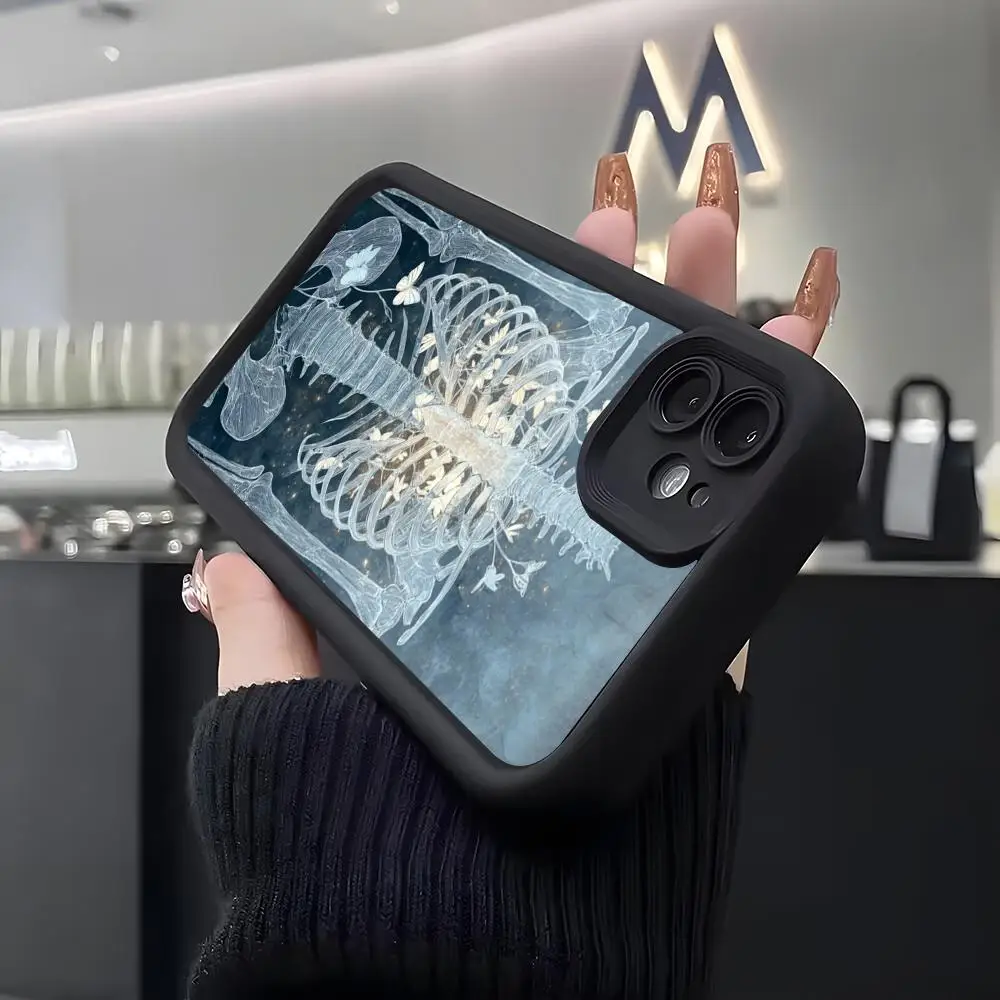 Totenkopf-Ästhetik Handyhülle für iPhone Air 17 Pro Max 16 E 15 14 Pro Max 13 12 11 Mini Plus Weiche Silikon Schwarze Schutzhülle