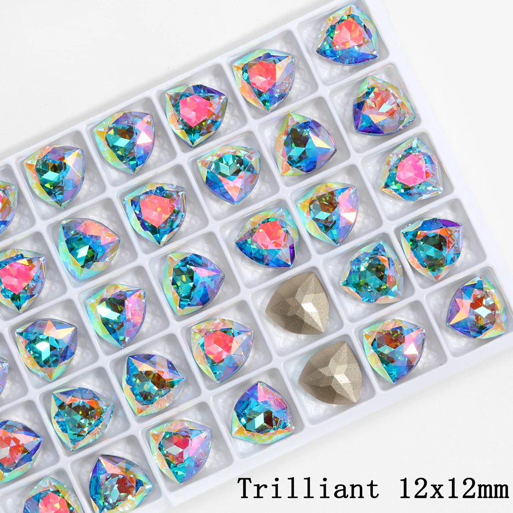 17mm 4706 Trilliant Glass Rhinestones Sew On Rhinestones Glitter Sewing Supplies Poinback Stones Jewelry Making Accessories