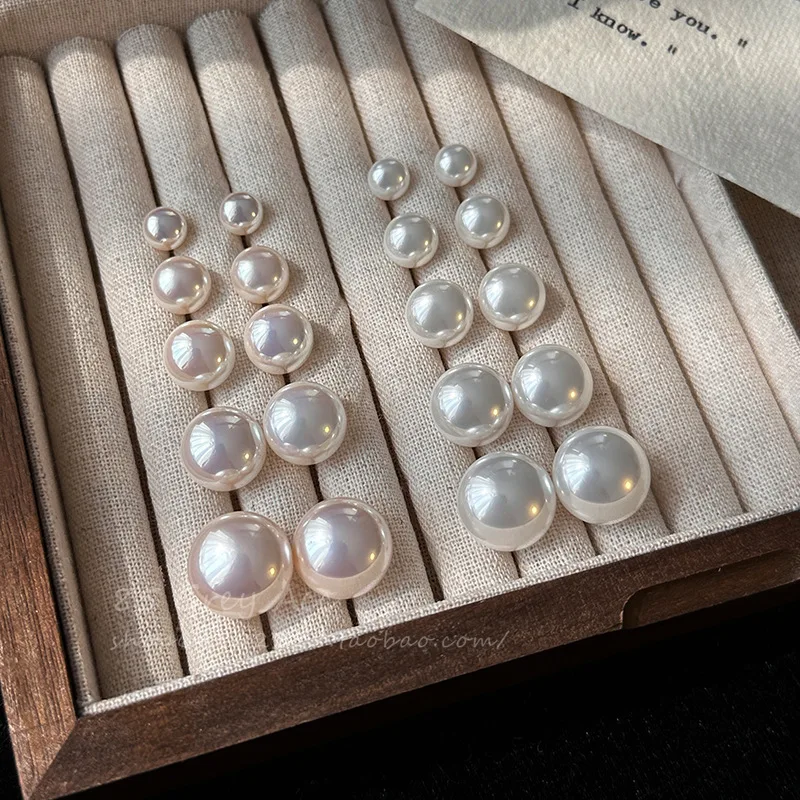 Pearl Stud Earrings Gift for Her S925 Silver Pink Lustre Pearl Earrings Elegant Minimalist Daily Wear Women Jewelry