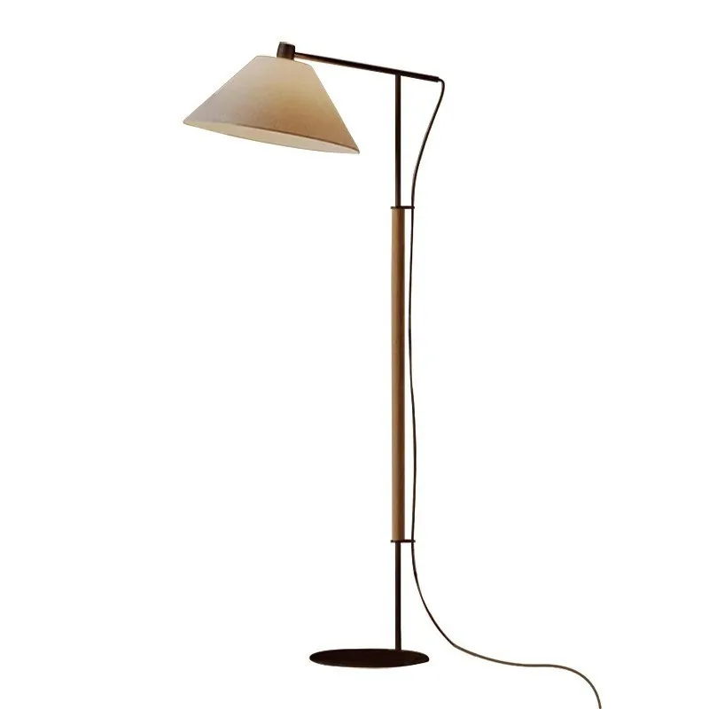 New Chinese modern minimalist creative linen log retro floor lamp living room bedroom bedside sofa floor lamp