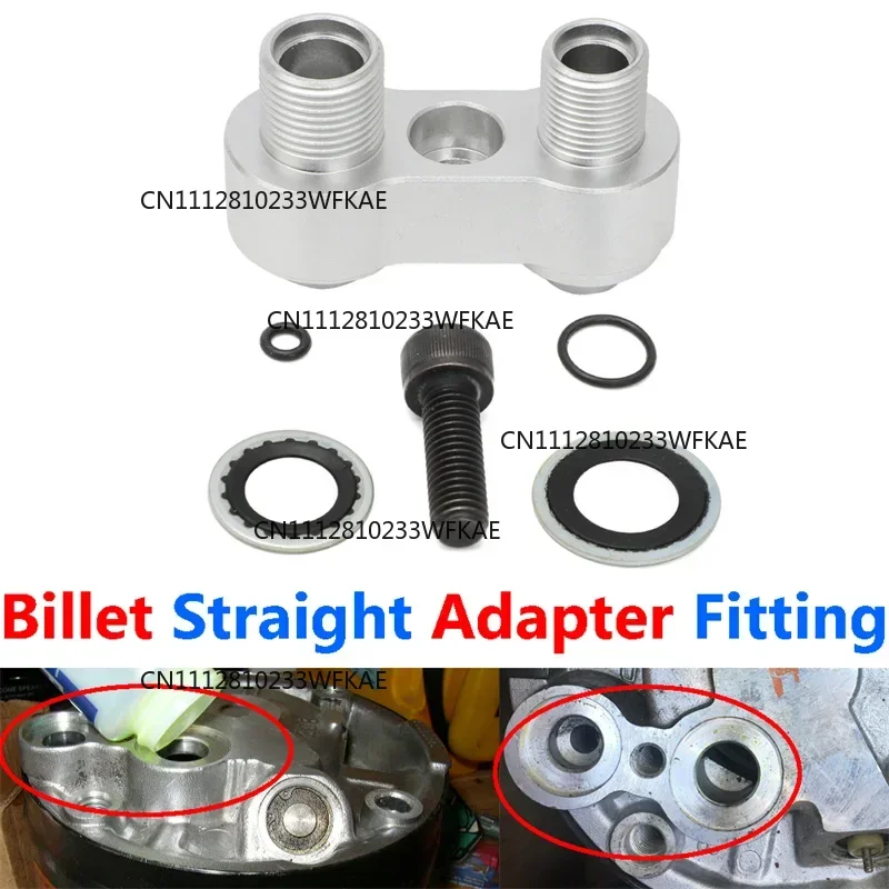 Billet Aluminum Straight Adapter Fitting Kit For LS GM R4 AC Compressor #8AN #10AN With Screws Washers O-rings Leak-proof