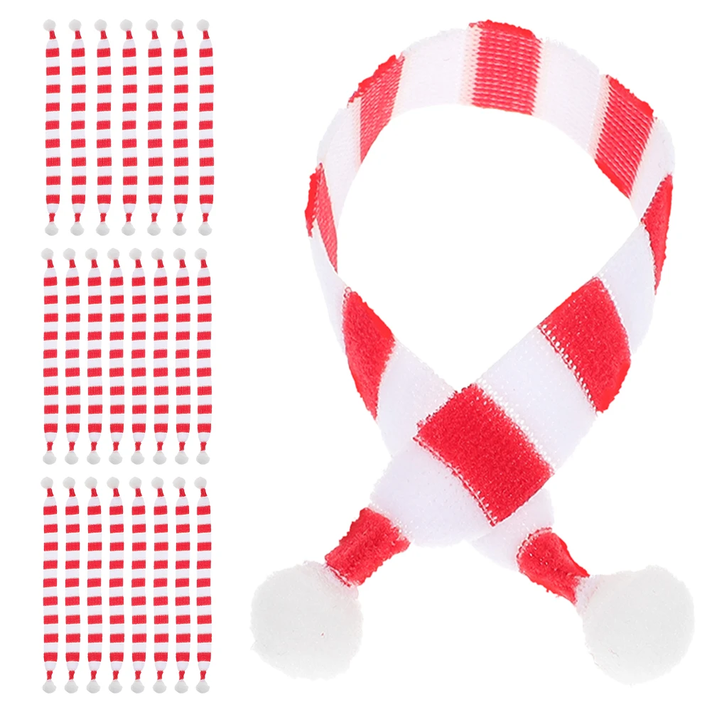 

279384 24Pcs Miniature Scarves for Christmas Decoration Knit Holiday Crafts Soft Fabric Snowman DIY Wine Bottle Decor Xmas Party