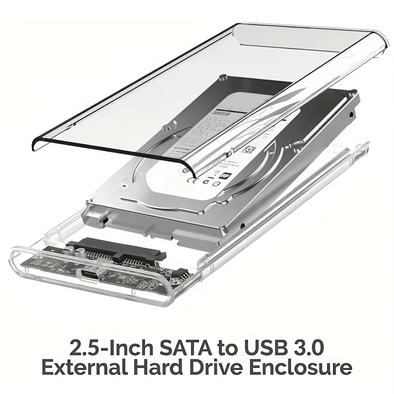 حافظة محرك الأقراص الصلبة الخارجية الشفافة مقاس 2.5 بوصة HDD SSD حافظة Micro-B إلى USB3.1 4 تيرابايت محرك الأقراص المتوافقة مع الكمبيوتر المحمول UASP SATA III