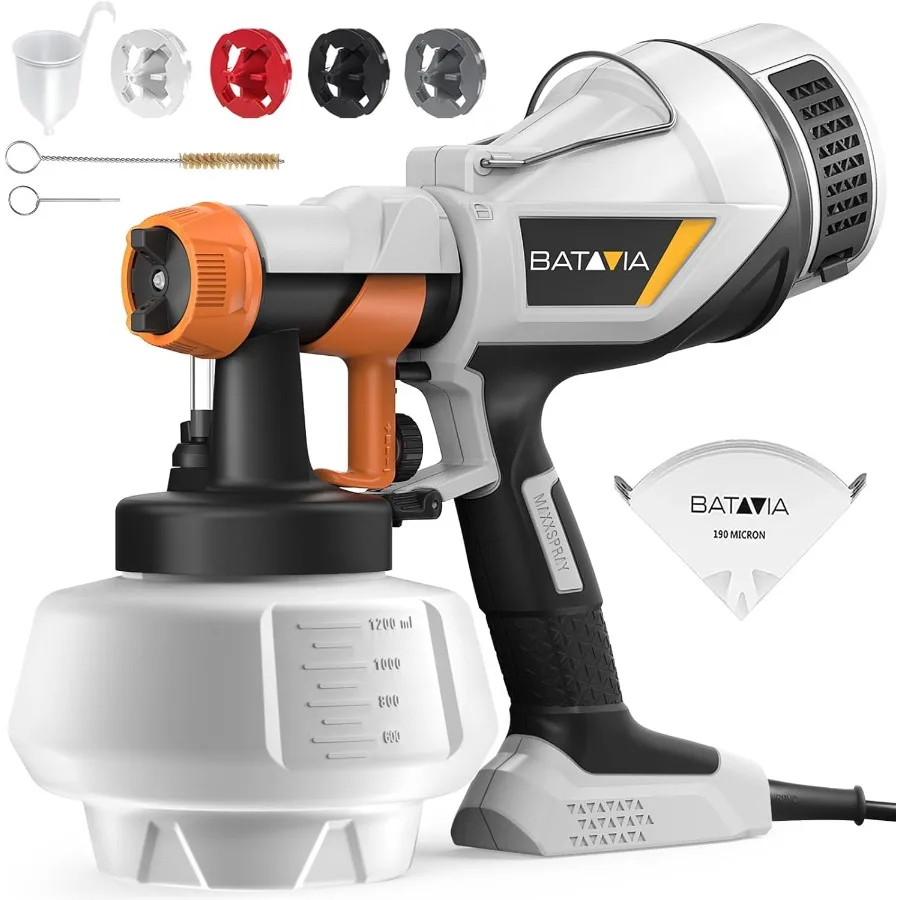 Elektrisches HVLP-Farbspritzgerät mit 1200 ml hohem Fassungsvermögen für Möbel, Schränke, Zäune, Wände, Türen und Gartenstühle