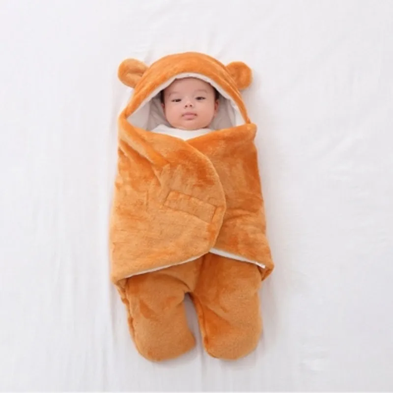 Soft Winter Warm Baby Sleeping Bag Cotton Lining Flannel Newborn Envelope Blanket Swaddle Wrap Thicken Baby Cocoon Sleepsack