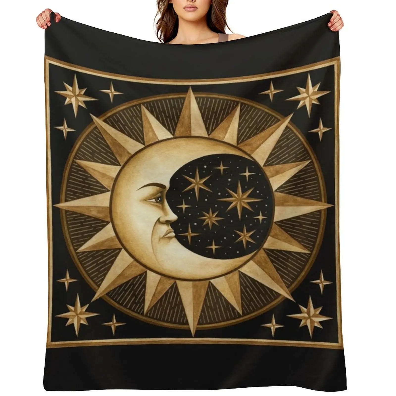 Ancient Moon Throw Blanket Plaid on the sofa Designers Thins Hairy Blankets