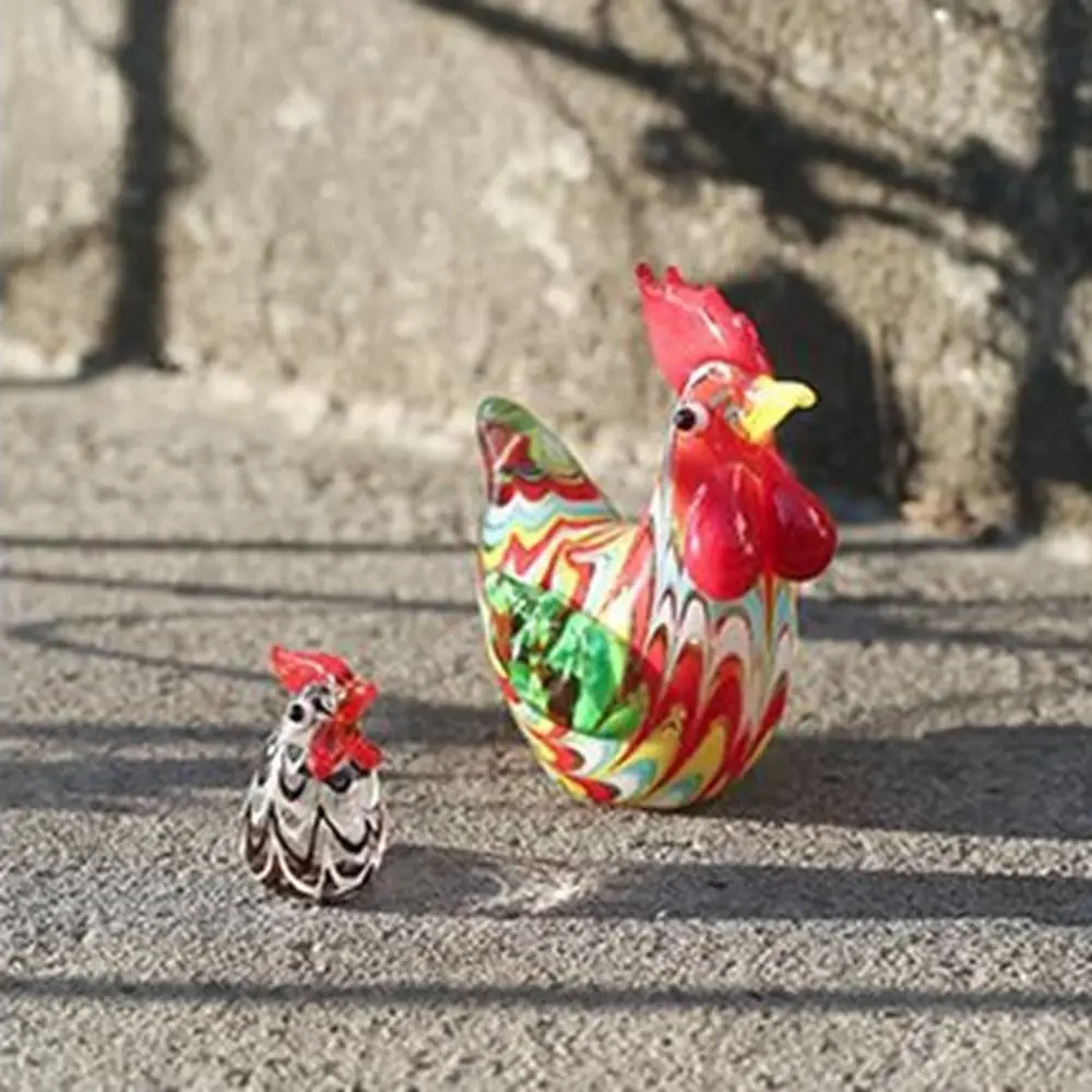 Miniature E Glass Chick Statue for Living Room, Animal Figurines, Handmade Photography Props, Crafts Gift, Rooster Ornament