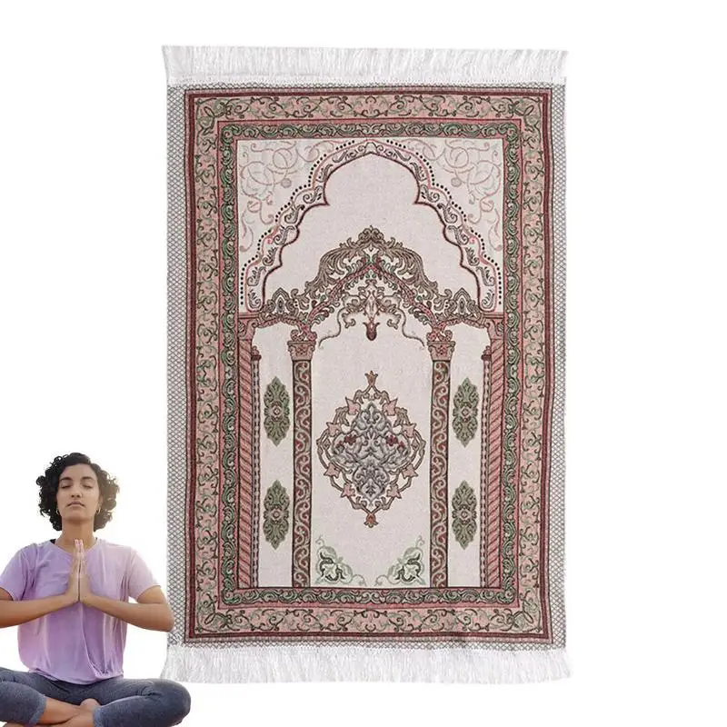 Anti-Slip Chenille Prayer Mat Worship Blanket Washable Carpet Portable Travel Prayer Rug Arabic Mats Tassel Tapestry