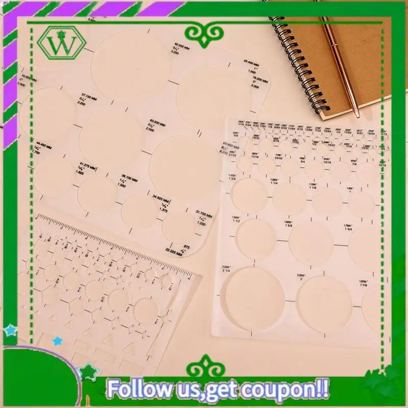 Reliable-3 Pack Circle Templates For Drafting, 6 Different Sizes, Flexible Geometry Measuring Stencils