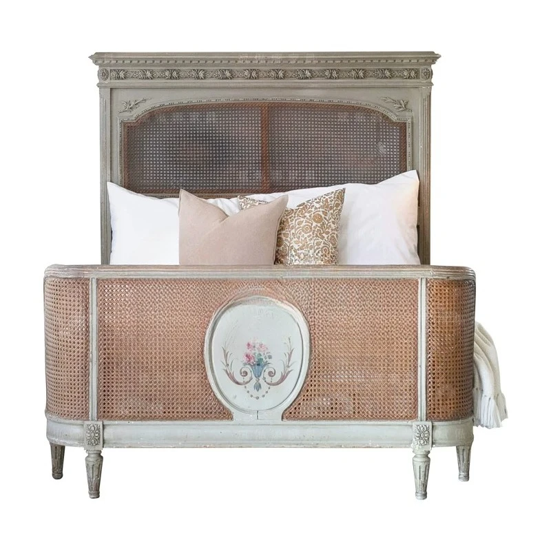 

Solid wood bed/neoclassical double bed/classic carved bed/light luxury princess bed