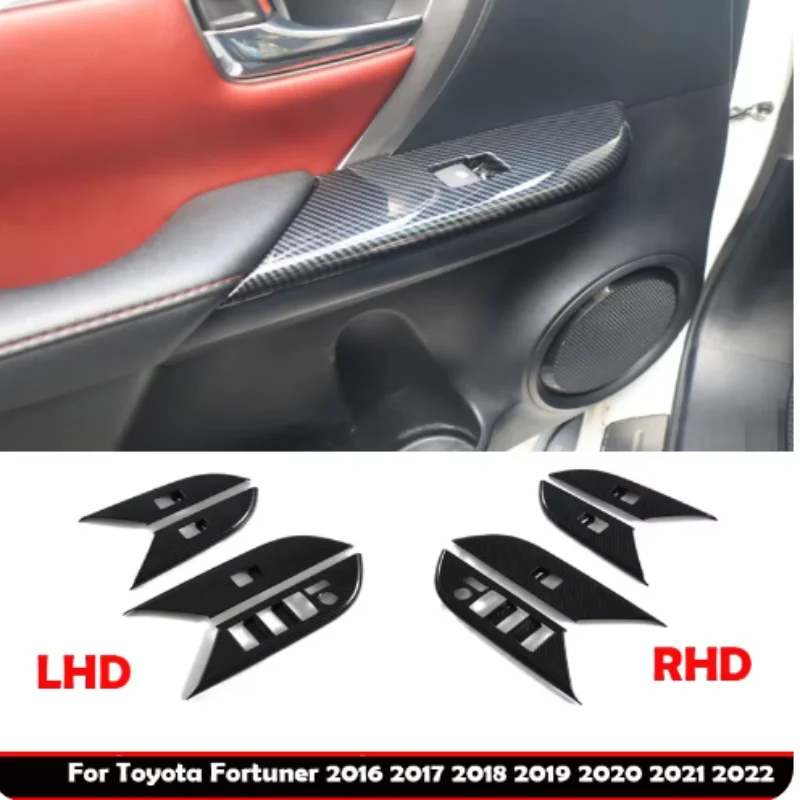 L/RHD For Toyota Fortuner 2026- 2022 Interior ABS carbonfiber Door Armrest Window Glass Lift Button Switch Cover car accessories