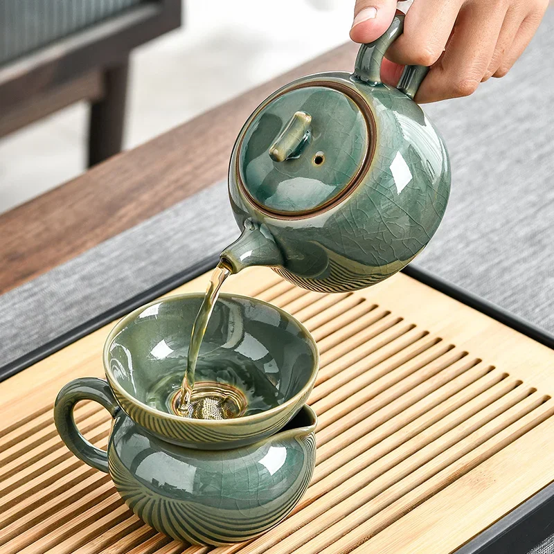 Ceramic Teapot manual Chinese ice crack split teapot can raise Xishi Pots Tea Household Kung Fu Tea Pot Kung Fu Cup