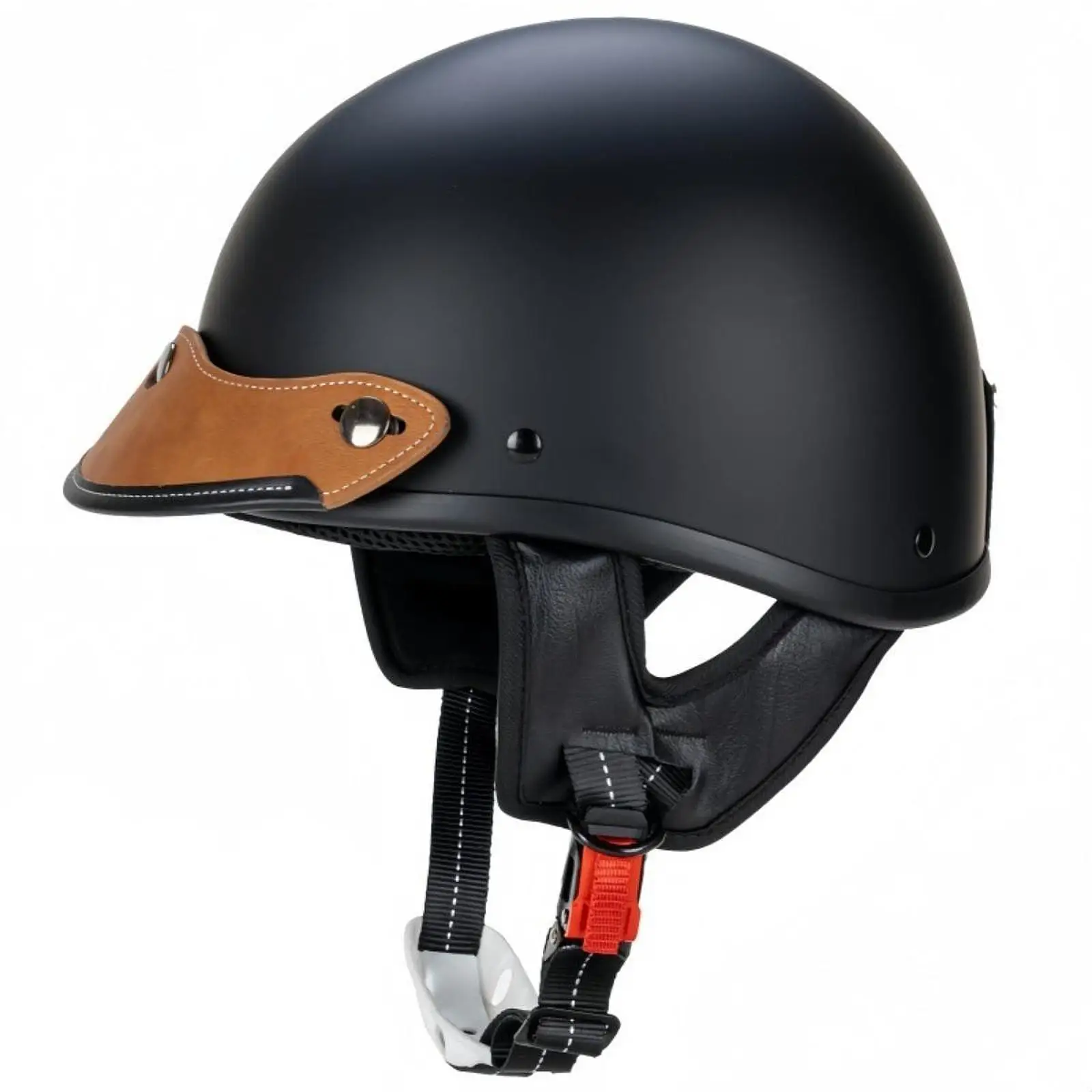 Retro Motorcycle Visor PU Leather Extended Sun Peak 3 Snap Attachment Universal Helmet Shield Accessory for Road and City