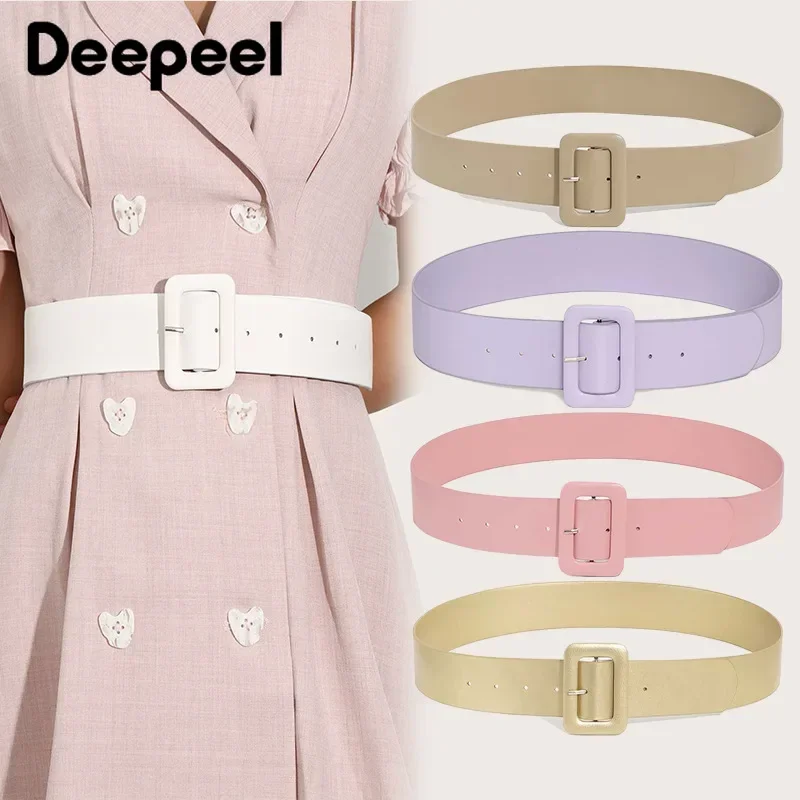 1Pc 4.2*90cm Ladies Fashion Pin Buckle Wide Belt Women\'s Skirt Sweater Decorative Corset Belts Leather Crafts Candy Waistband