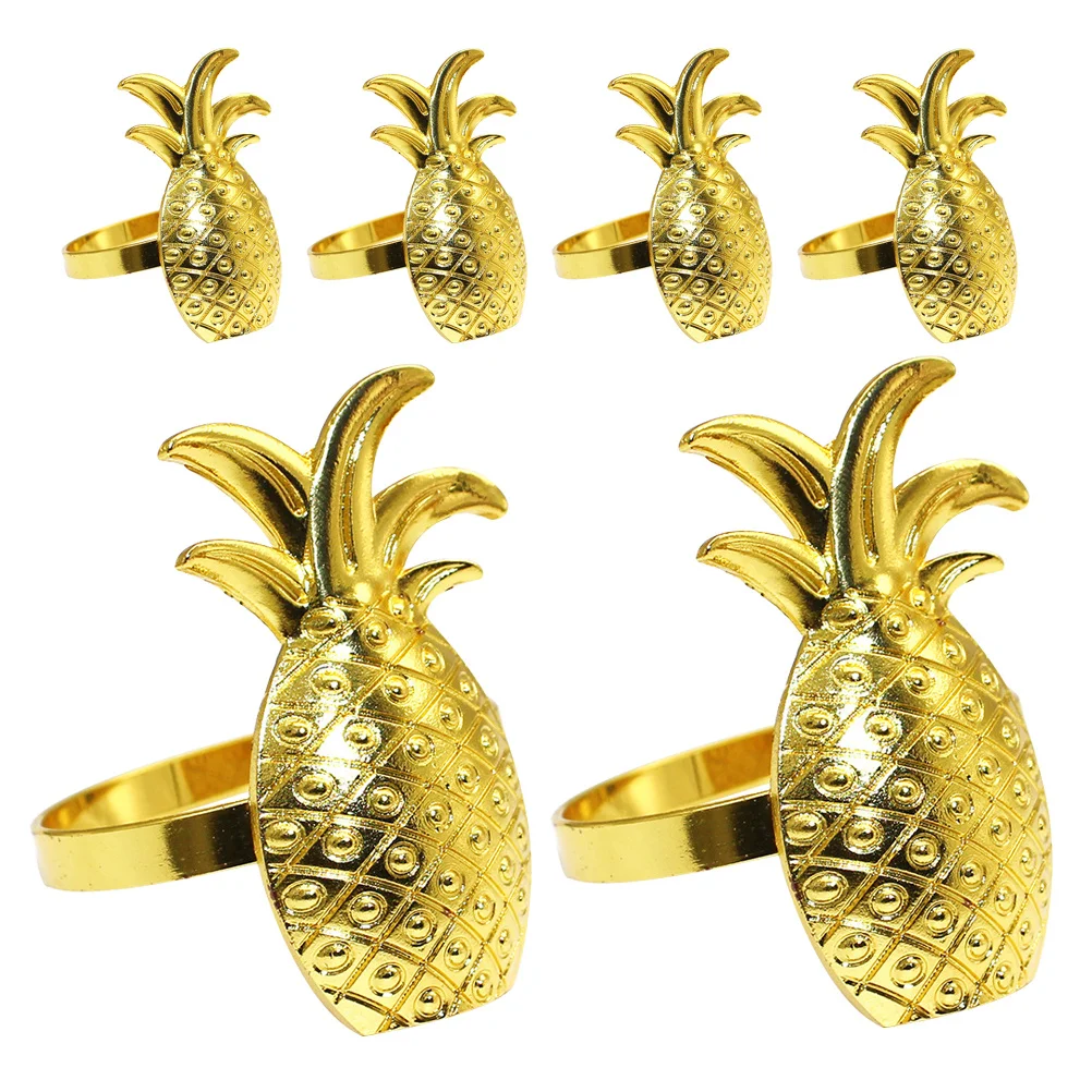 

6Pcs Pineapple Napkin Rings Metal Charming Design Summer Party Decor Wedding Holiday Table Settings Wedding Napkin Rings