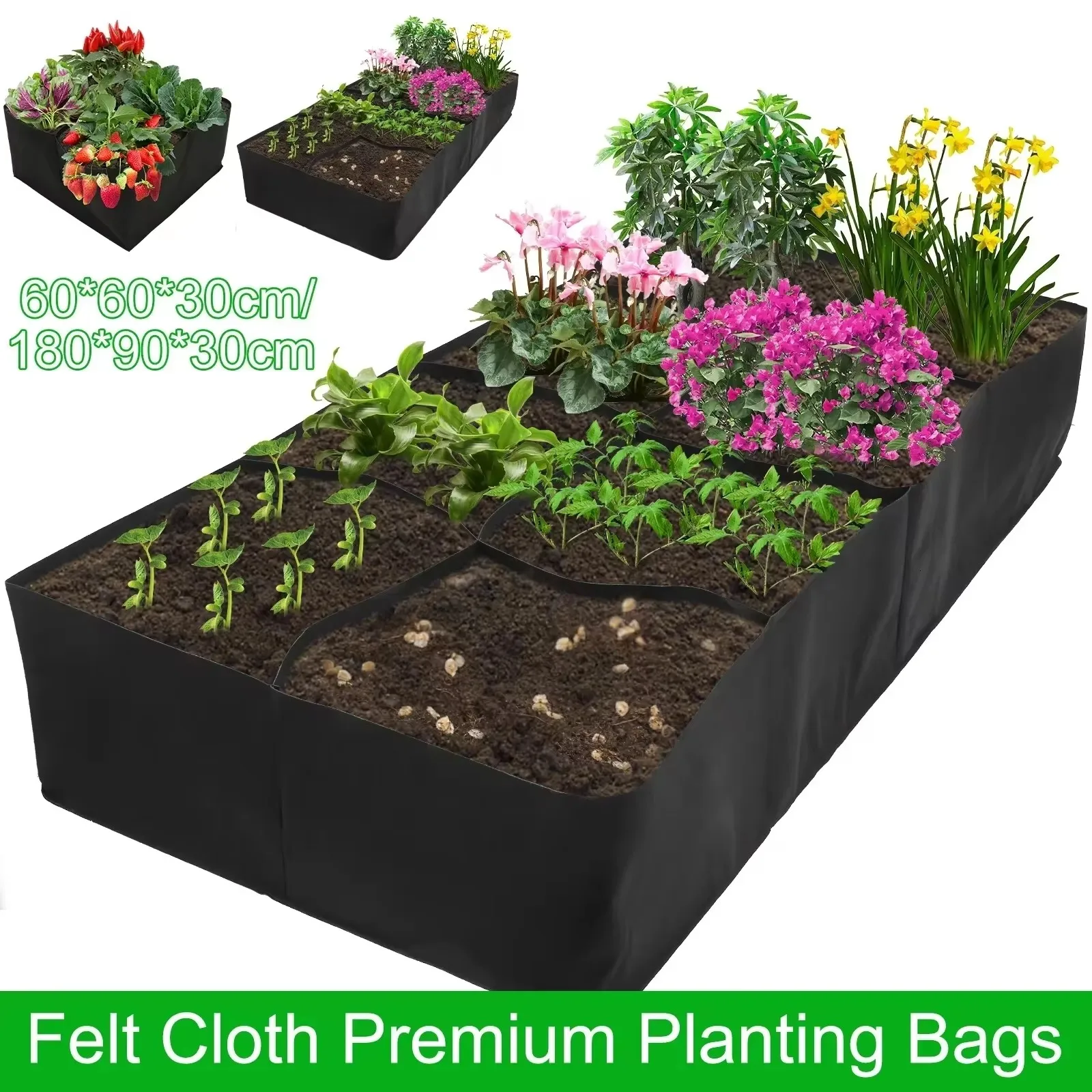 Garden Raised Planting Bed 4/8 Grids Vegetable Planting Bag Reusable Square Large Capacity Garden Potato Planters Container